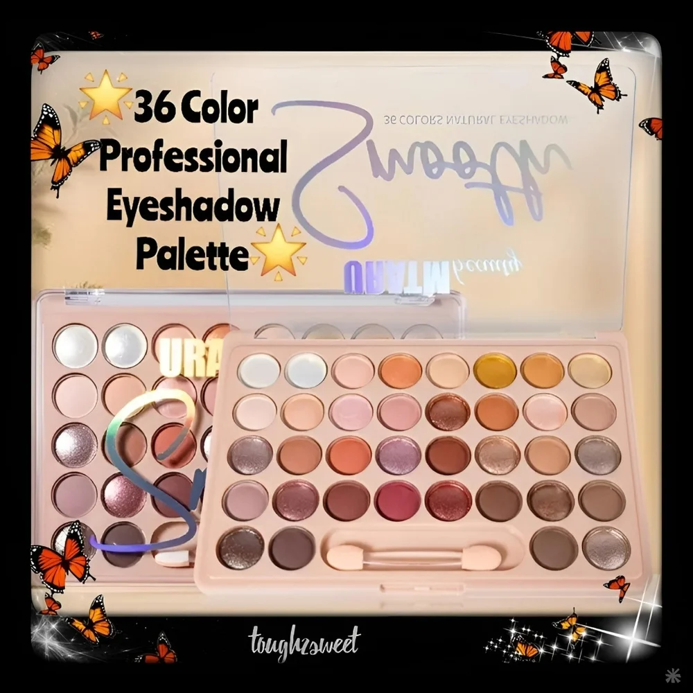 🆕️36 COLOR PROFESSIONAL EYESHADOW PALETTE WITH CREAMY MATTE & GLITTER SHADES